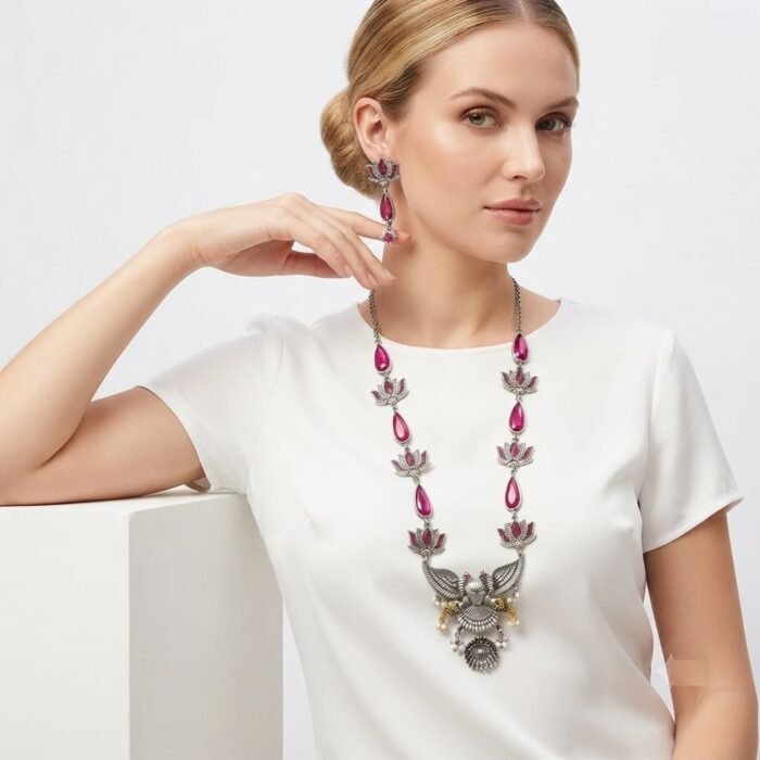 Necklace Set with Peacock Pendant 2