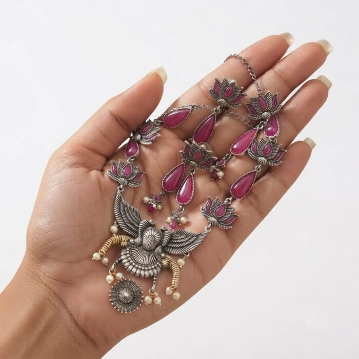 Necklace Set with Peacock Pendant 3