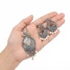 Oxidised Silver Blue Stone Necklace Set 3