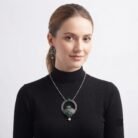 Oxidised Silver Green Stone Pendant Necklace Set 2