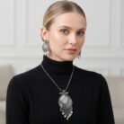 Oxidised Silver Blue Stone Necklace Set